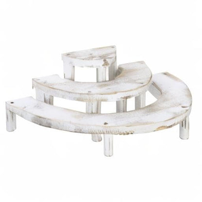 MyGift 3 Tier Wooden Display Riser Stand Whitewashed Dessert Shelf - color: Whitewashed