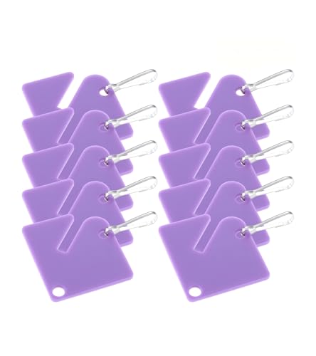 100Pcs Square Purple Plastic Slotted Key Tags with Metal Snap Hooks - color: Purple
