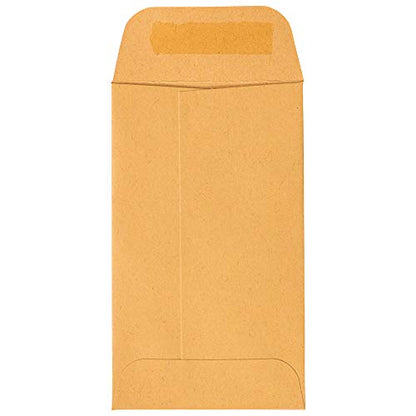 JAM PAPER #3 Coin Business Commercial Envelopes with Peel and Seal Closure - 2 1/2 x 4 1/4 - Brown Kraft Manila - 100/Pack - color: Brown Kraft Manila, size: 2.5 x 4.25 in Coin