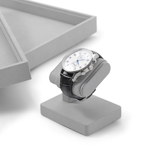 Grey Single Watch Display Stand with Microfiber Lining Watch Holder - color: Grey