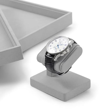 Grey Single Watch Display Stand with Microfiber Lining Watch Holder - color: Grey
