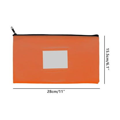 4PCS Deposit Money Bag with Zipper,WINCUR 11x6.1" PU Leather Money Pouch Security Bank Deposit Bag with Clear Window,Waterproof Money Pouch for Organize Cash,Coins,Cosmetics,Invoice(Orange/Card Slot)