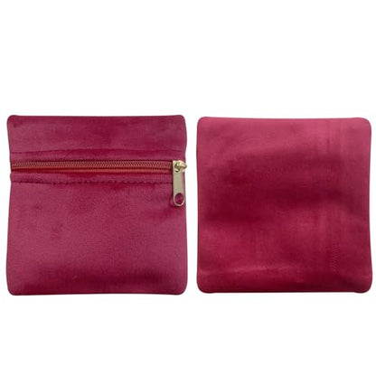 8pcs Small Velvet Jewelry Pouches with Zipper Gift Bags for Bracelet Necklace,Ring,Earrings,Earphone,Wedding Favors, Party Favors,Travel,3.94" X 3.94" (Rose red) - color: Rose red