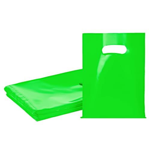 Green 100 PCS Small Gift Bags, 6"x8" Goodie Party Favor Bags with Handle, Treat Retail Pouches for Kids Birthday, Christmas, Small Business - color: Green-100PCS