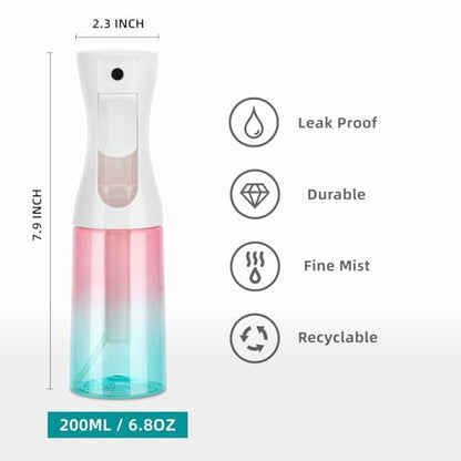 Continuous Spray Bottle, 6.8OZ /200ML Hair Mister Spray Bottle, Fine Mist for Salons,Barber, Plants, Skin Care, Cleaning(Red Blue Gradient,1 Pack) - color: Gradient Red Blue, size: 6.8 Ounces