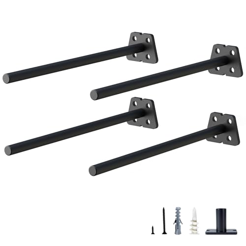 NEODROP 4-Pack 10 Inch Hidden Floating Shelf Bracket, Heavy Duty Blind Shelf Support Hardware | Invisible Wall Brackets for Kitchen, Fireplace Mantel Wood Shelves | Black Powder Coated Solid Steel - size: 10 Inch, style: 4 Pack