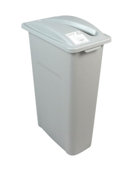Waste Wise 23 Gallon Slim Slender Recycled Plastic Trash Can and Recycling Bin with Handles and Lid for Commercial Spaces - (Grey, Paper) - color: Grey Paper