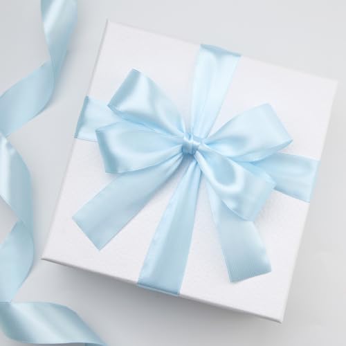 Light Blue Satin Ribbon 1 Inch x 100 Yards - color: Light Blue