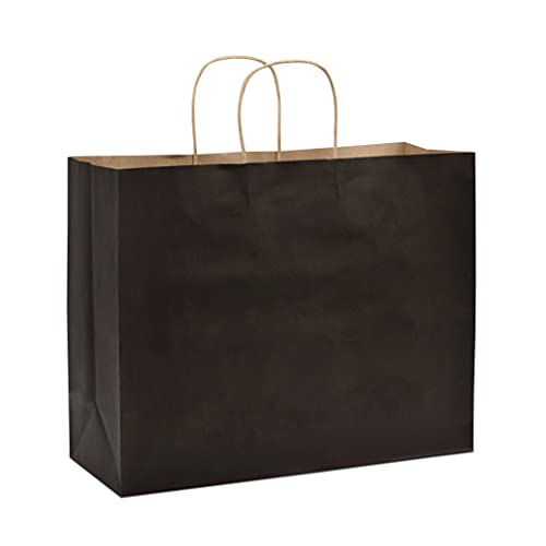 Prime Line Packaging Black Paper Bags with Handles, 16x6x12 Inch, 100 Pack - size: Pack of 100
