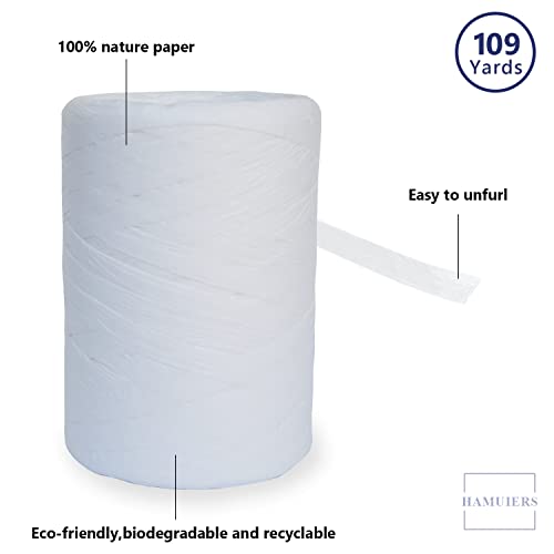 Raffia Twine for Gift Wrapping & Packing, Craft Ribbon - 1/4'' Wide, 109 Yards, White - color: White, size: 109 Yards