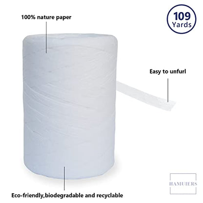 Raffia Twine for Gift Wrapping & Packing, Craft Ribbon - 1/4'' Wide, 109 Yards, White - color: White, size: 109 Yards