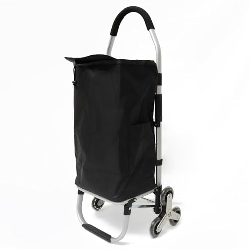 Heavy Duty 3 in 1 Shopping Cart, Foldable Hand Truck with 6 Wheels - color: Black