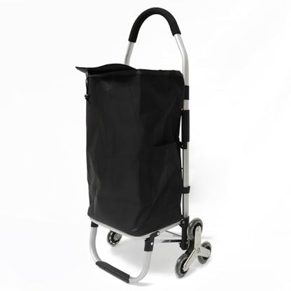 Heavy Duty 3 in 1 Shopping Cart, Foldable Hand Truck with 6 Wheels - color: Black