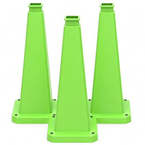 BESEA 3 Pack 28 Inch Green Traffic Cones with Weighted Base - color: Green, size: 28INCH
