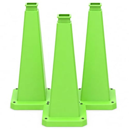 BESEA 3 Pack 28 Inch Green Traffic Cones with Weighted Base - color: Green, size: 28INCH