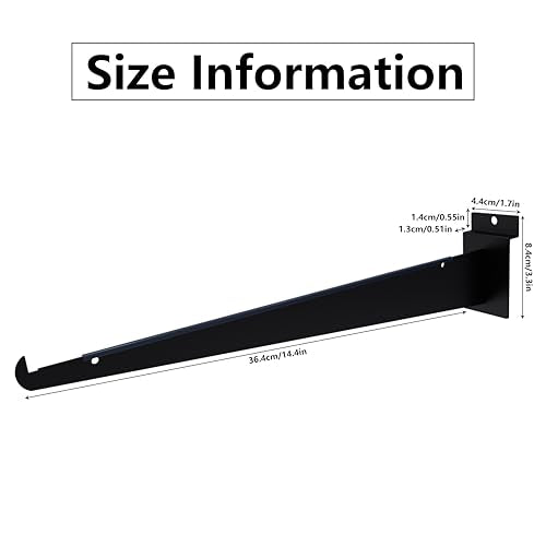 14 Inch Black Metal Slatwall Shelf Brackets with Lip, 24pcs - color: Black, size: 14 Inch
