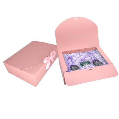BoShahai 10 PCS Gift Boxes with Lids, 10.6x7.8x3.1 Inch Kraft Paper Gift Box, pink with Ribbon, Bridesmaid Proposal Box for Wedding, Packaging, Present, Birthday, Cupcake (Pack of 2) - color: Pink, size: 10.6x7.8x3.1 Inch (Pack of 2)