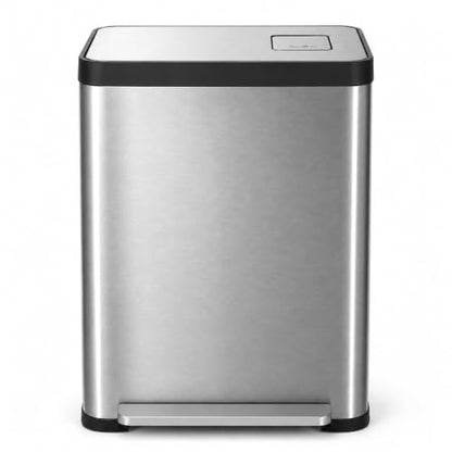 Home Zone Living 19 Gallon Kitchen Trash Can with Dual Compartments - color: Silver, size: 19 Gallon