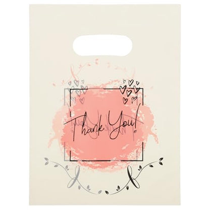 COMNICO 100PCS Thank You Plastic Shopping Bag with Handle, Thank You Bags