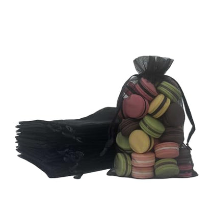 Sheer Organza Mesh Drawstring Gift Bags Pack of 50 5x7 Inch Black - color: Black 5x7in 50pc