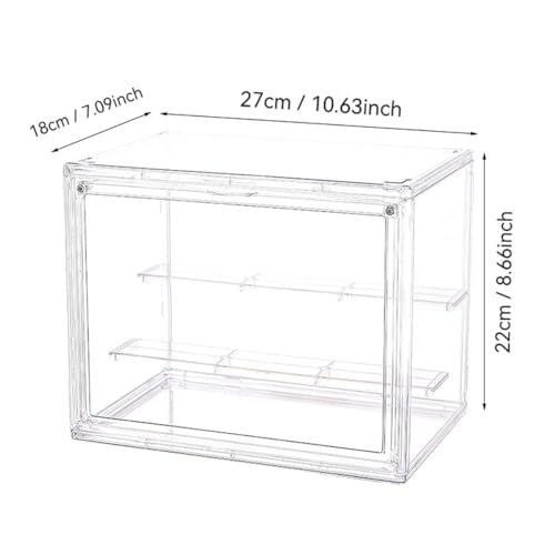 BOHOIDEE 3 Tiers Clear Display Case with Lights, Acrylic Storage Organizers Box with Magnetic Door, Acrylic Dustproof Showcase for Collectibles Action Figure - size: Tabletop Medium