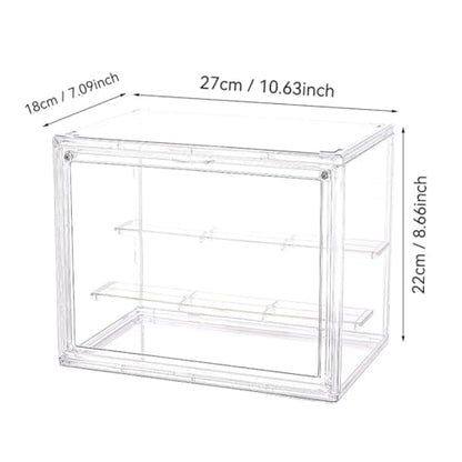 BOHOIDEE 3 Tiers Clear Display Case with Lights, Acrylic Storage Organizers Box with Magnetic Door, Acrylic Dustproof Showcase for Collectibles Action Figure - size: Tabletop Medium