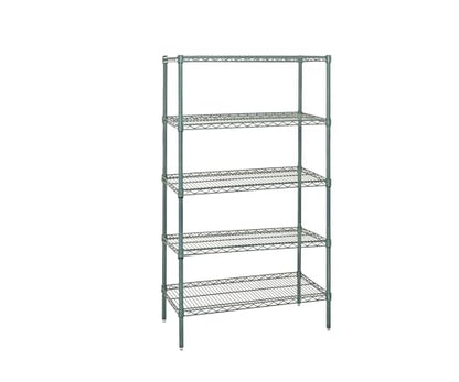 QUANTUM STORAGE SYSTEMS WR54-1248P-5 Starter Kit Wire Shelves Green Epoxy 5 Shelves 54" H x 48" W x 12" D - color: Green Epoxy, size: 54H x 48W x 12D