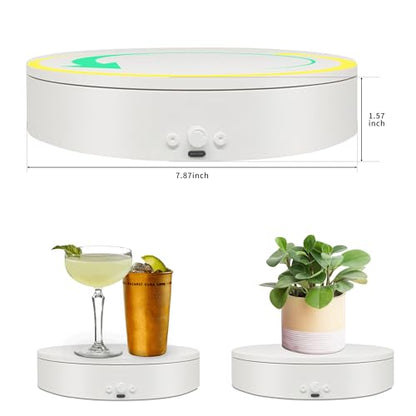 Rotating Display Stand Easy to Switch Direction, Adjustable Speed, 360 Motorized Photography Turntable Used for Product Display, Jewelry, Shoes Shooting and Display (7.87'' white) - color: 7.87‘’ white