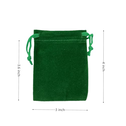 Palmhomee Pack of 48 3x4 Inch Velvet Drawstring Bags Gift Bag Velvet Pouch For Jewelry Wedding and Party Favor (Green) - color: Green
