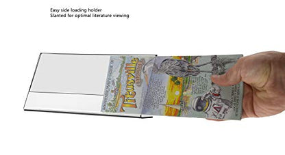 Marketing Holders 6 Pack Acrylic Sign Holder 8.5" x 4" Clear Side Load Horizontal Slant Back Countertop Display for Nameplates Certificates Product Info Titles and Place Settings - size: 8.5"W x 4"H