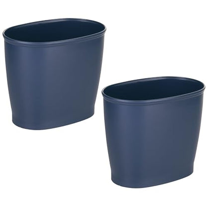 iDesign Slim Plastic Bathroom Trash Can, 2-Pack, Navy - color: Navy, style: Pack of 2