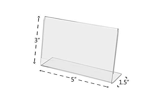 Marketing Holders 6 Pack Acrylic Sign Holder for 5" x 3" Printed Materials Clear Slant Back Plastic Countertop Side Load Graphic Image Display for Retail Stores Hotels Offices and Restaurants - size: 5"W x 3"H