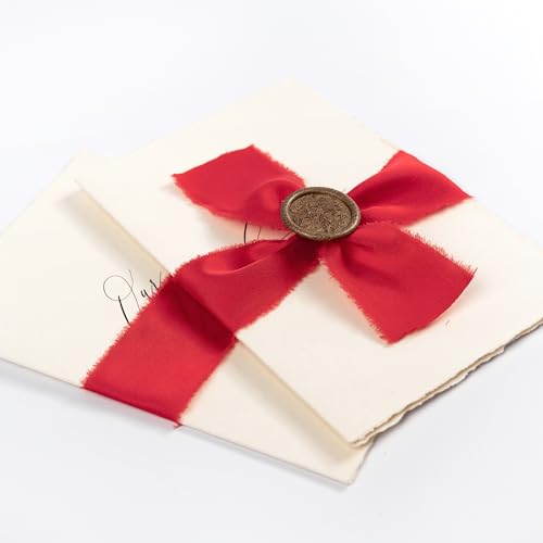 Keypan Christmas Red Frayed Satin Chiffon Ribbon, 1.5 Inches, 21 Yards - color: Red