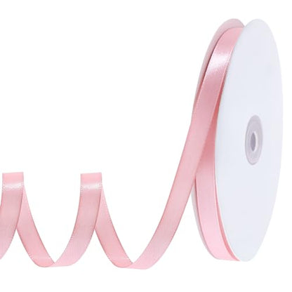 woric 120 Yards Pink Ribbon 3/8 Inch Light Pink Satin Ribbons - color: Pink