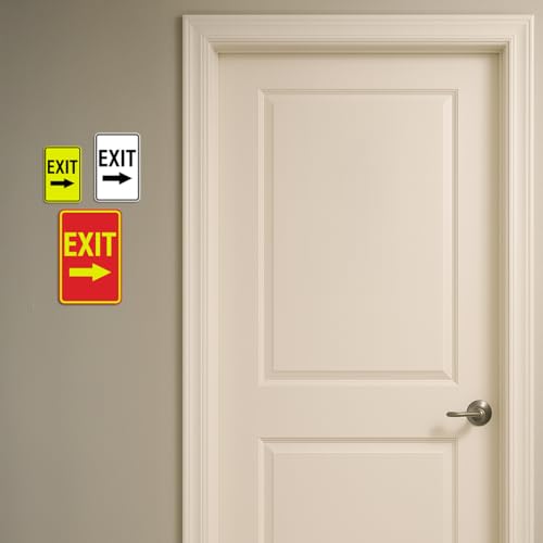 Signs ByLITA Portrait Round Exit Right Arrow Sign with Adhesive Tape, Mounts On Flat Surface (Black) - Small (2 Pack) - color: Black, size: 4 x 6" - Small (2 Pack)