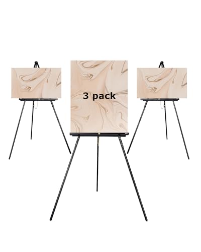 DJAR 3 Pcs 63" Adjustable Wooden Display Easel Stand for Sign - color: Black, size: 3pcs