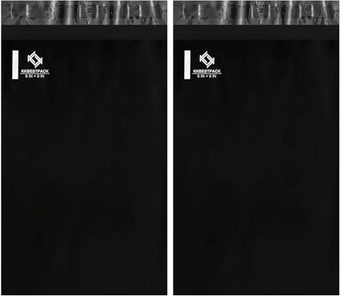 KKBESTPACK 6x9 200 PCS Poly Mailers Shipping Bags for Small Business – Self Sealing Package Envelopes (Pack of 2) - color: Black, size: 6" x 9" 200 pcs (Pack of 2)