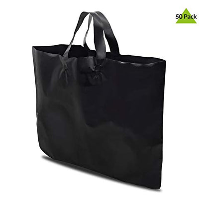 Prime Line Packaging Black Plastic Bags with Handles,19.5x4x15, 50 Pack - color: Black