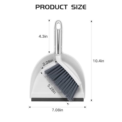 NACENA Mini Broom and Dustpan Set, Small Dust Pan and Brush Set, White&Gray - color: Grey & White, size: 1 Pack