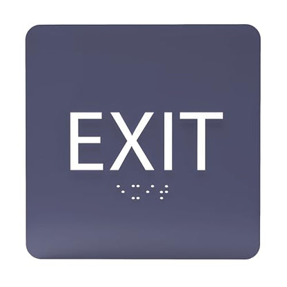 6" X6" Exit Sign - ADA Compliant Tactile Graphics Grade 2 Braille Text Acrylic Wall Signs - Emergency Rescue Safety Door Sign for Schools, Offices, Businesses, and Restaurants - color: Navy