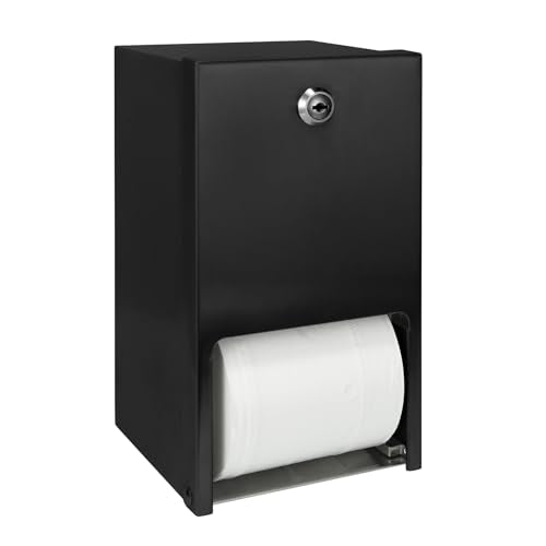 Stardrix Matte Black 2 Roll Stainless Steel Commercial Toilet Paper Dispenser, Heavy Duty Wall Mount Tissue Holder with Lock for Restroom/Bathroom - color: Matte Black