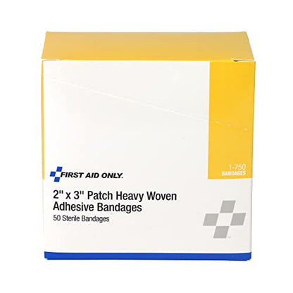 First Aid Only 1-750 Heavy Woven Fabric Adhesive Bandages, 2" x 3" Extra Large, 50 Count - size: 50 Count (Pack of 1)