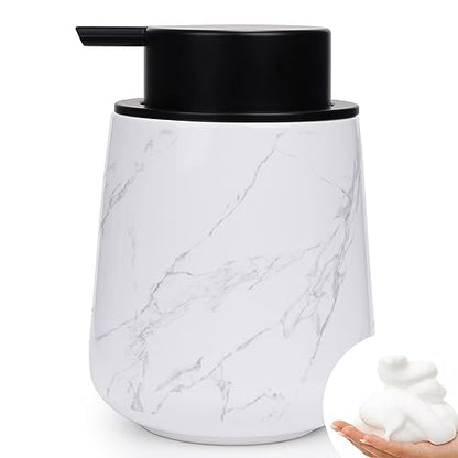 Bosilunlife 12Oz Ceramic Foam Soap Dispenser for Bathroom Kitchen Counter - color: Marble