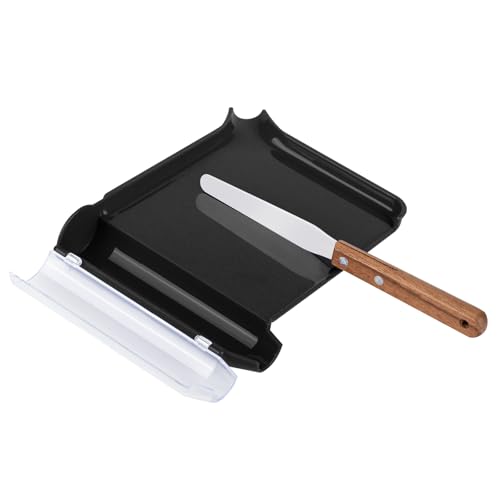 Medarchitect Pill Counting Tray with Wood-Handle Spatula, Black