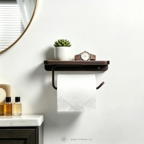 Linkaa Bronze Toilet Paper Holder with Shelf Oil Rubbed Bronze,Wall Mount - color: Oil Rubbed Bronze‌