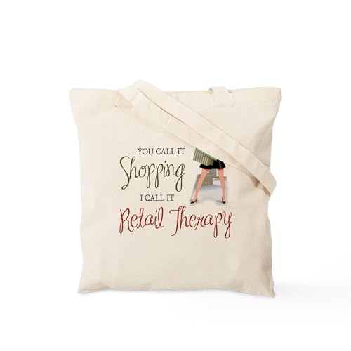 CafePress Retail Therapy Tote Bag Natural Canvas Tote Bag, Reusable Shopping Bag - size: Small