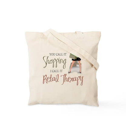 CafePress Retail Therapy Tote Bag Natural Canvas Tote Bag, Reusable Shopping Bag - size: Small