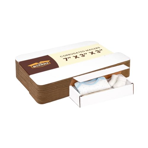 The Boxery Corrugated Mailers White Tuck Shipping Boxes (7x3x3) - size: 7x3x3