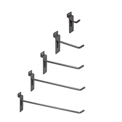 Only Hangers Commercial Grade Chrome Slatwall Hooks - Combo Pack of 25 Assorted Size Peg Hooks for Slatwall - (5) of Each 1",4",6", 8" and 10" Hooks