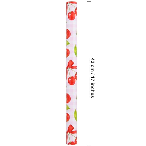 Sikiweiter Cherry Wrapping Paper Roll - 17" x 16.5 ft - Pink Gingham with Red Cherries and Bows - Gift Wrap for Birthday, Party, Baby Shower, Sweet Themes(Cherry) - color: Cherry